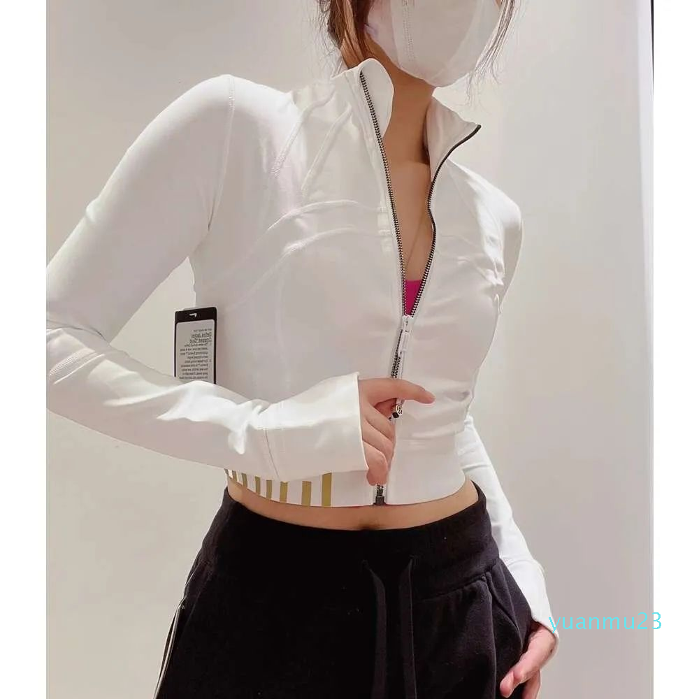 The New Yoga Define Women's Sports Jacket Short Crop Double Face Hair Fiess Casual Running