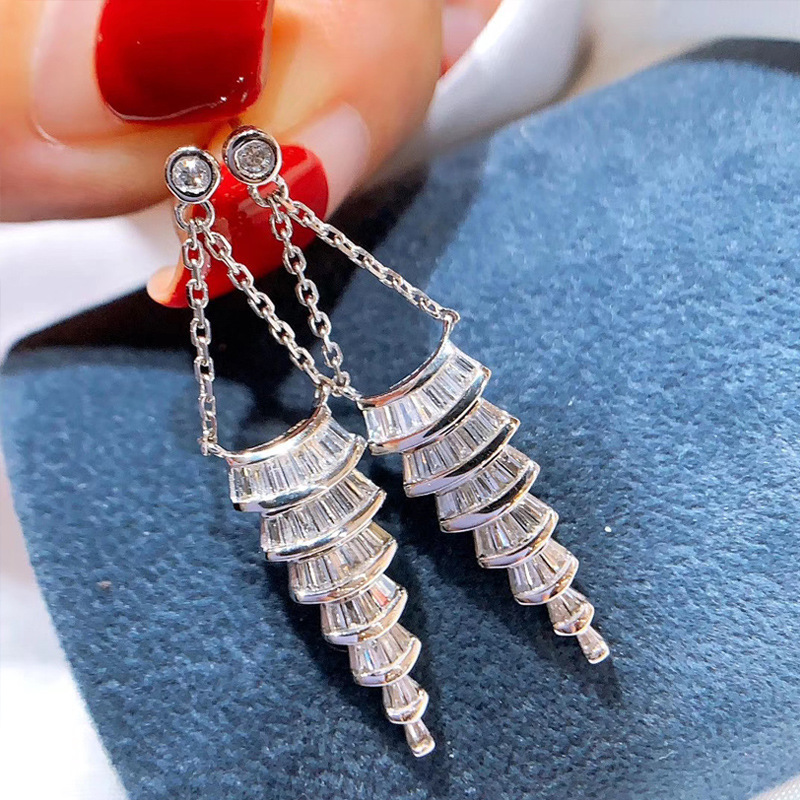 Dangle Earrings: 2024 Choucong Sterg Sier Princess Cut Cubic Zirconia Gemstone Drop Earrings for Women