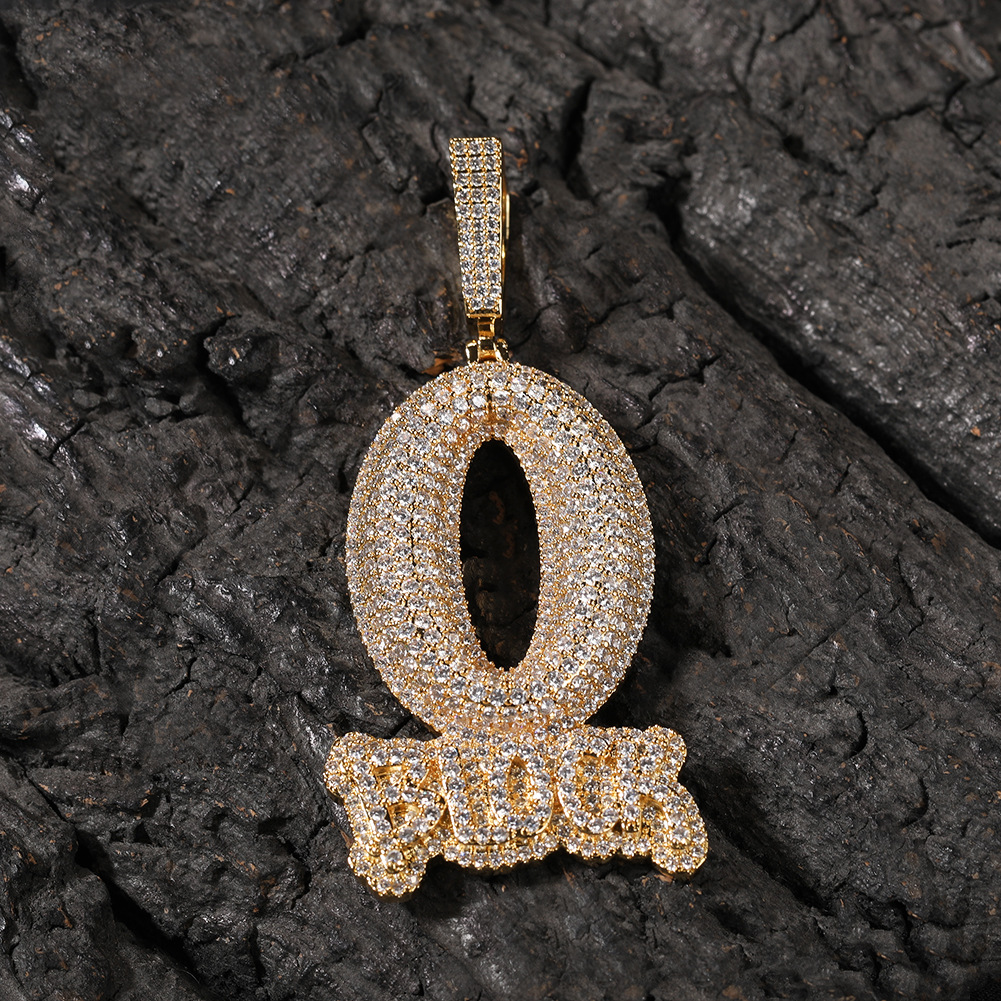 Hip Hop TopBling Art Letter O BLOCK Pendant Necklace TopBling Full 5A Zircon Jewelry Cool Men Gift