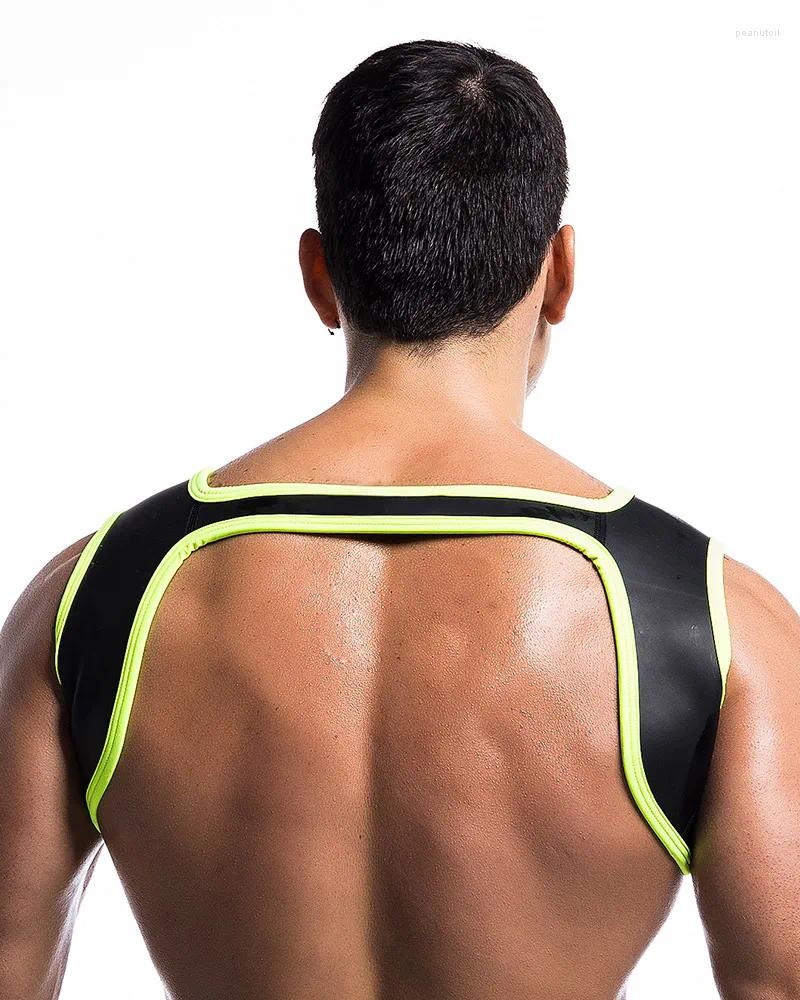 Men's Tank Tops Neoprene Mens Body Chest Harness Lingerie Sexy Shoulder Bondage Straps Gay Clubwear Male Protective Gear Support Top