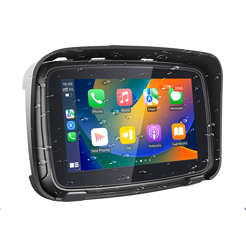 5 Inch Motorcycle Touch Monitor With CarPlay and Android Auto Outdoor IPSX7 Waterproof External Portable Motor Car Special GPS Navigator