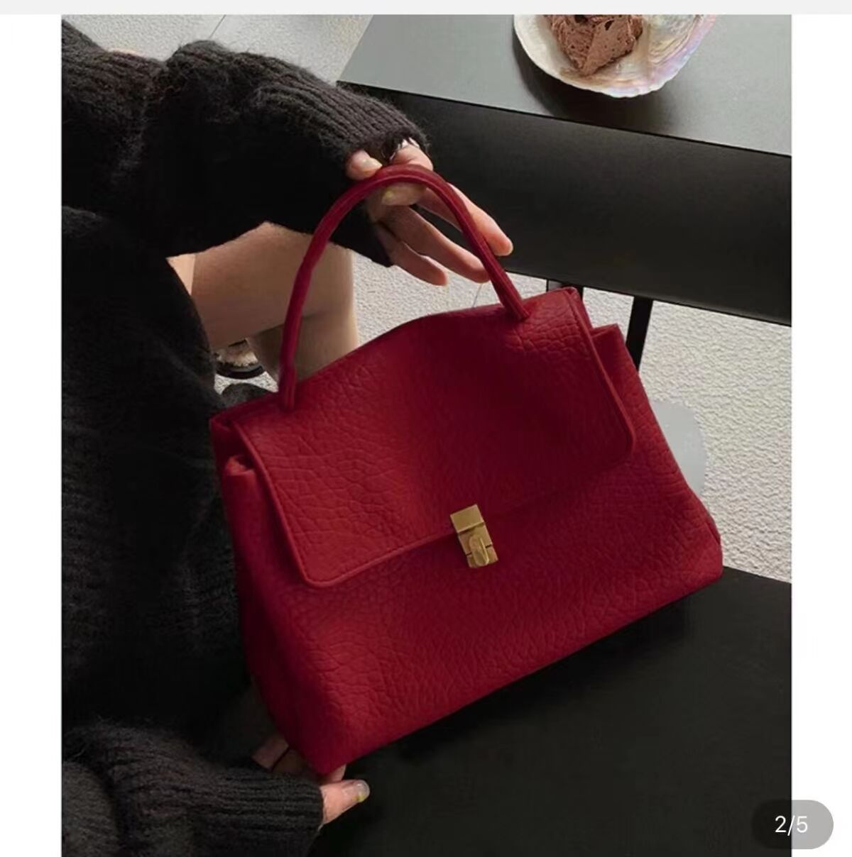 Minimalist Soft Leather Tote 2024 Spring/Summer New Women's and Large Capacity Commuter Handheld Single Shoulder Diagonal Straddle Bag suede brow