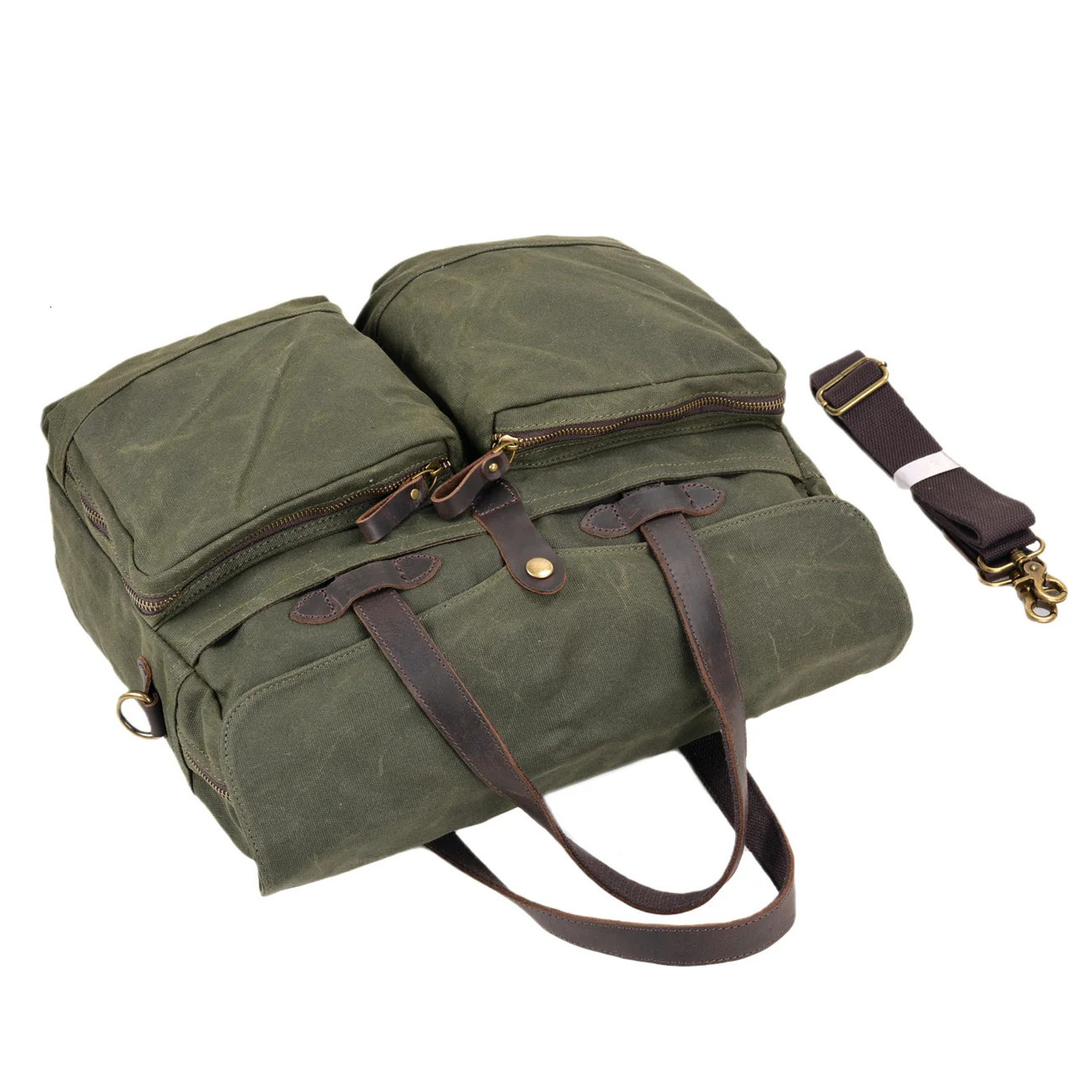 Leisure Business Travel Outdoor Oil Wax Canvas Leather Fashion Large Capacity Briefcase Portable Messenger Bag 240306 - view 6