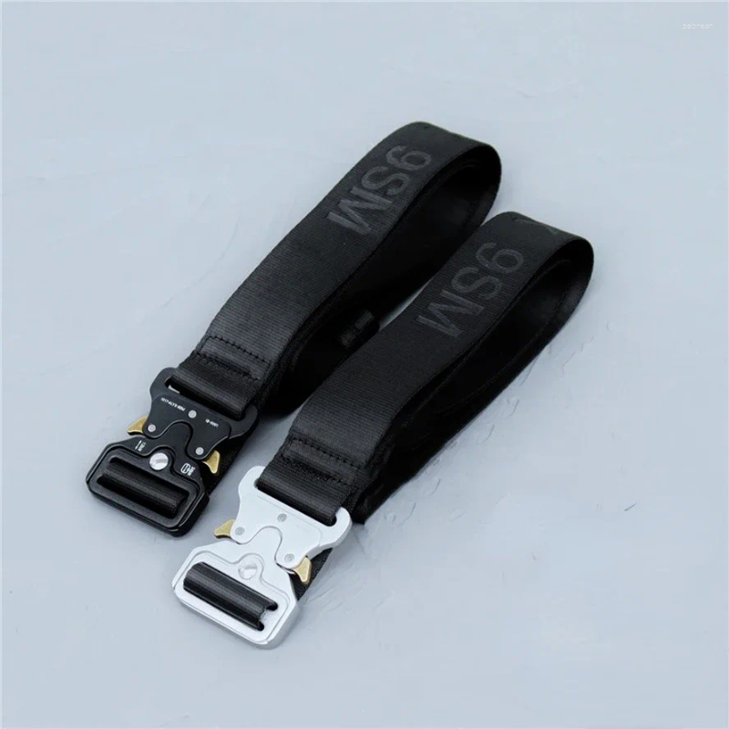 Belts 1017 ALYX 9SM Belt Men's And Women's Silver Titanium Steel Metal Buckle Jacquard Logo