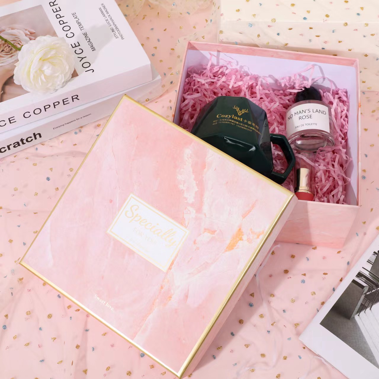 creative Marble Pattern Gift Box Square Heaven and Earth Cover Handheld Gift Box