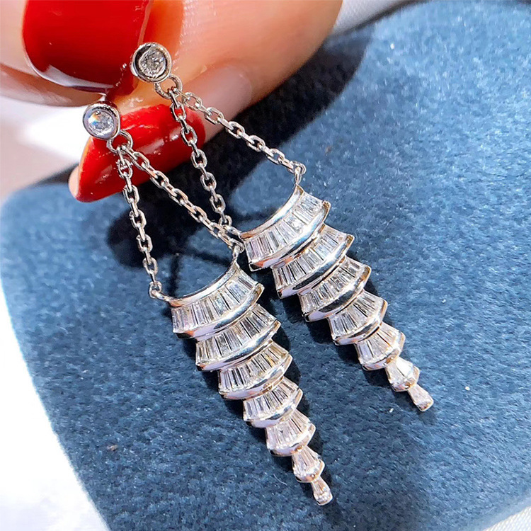 Dangle Earrings: 2024 Choucong Sterg Sier Princess Cut Cubic Zirconia Gemstone Drop Earrings for Women