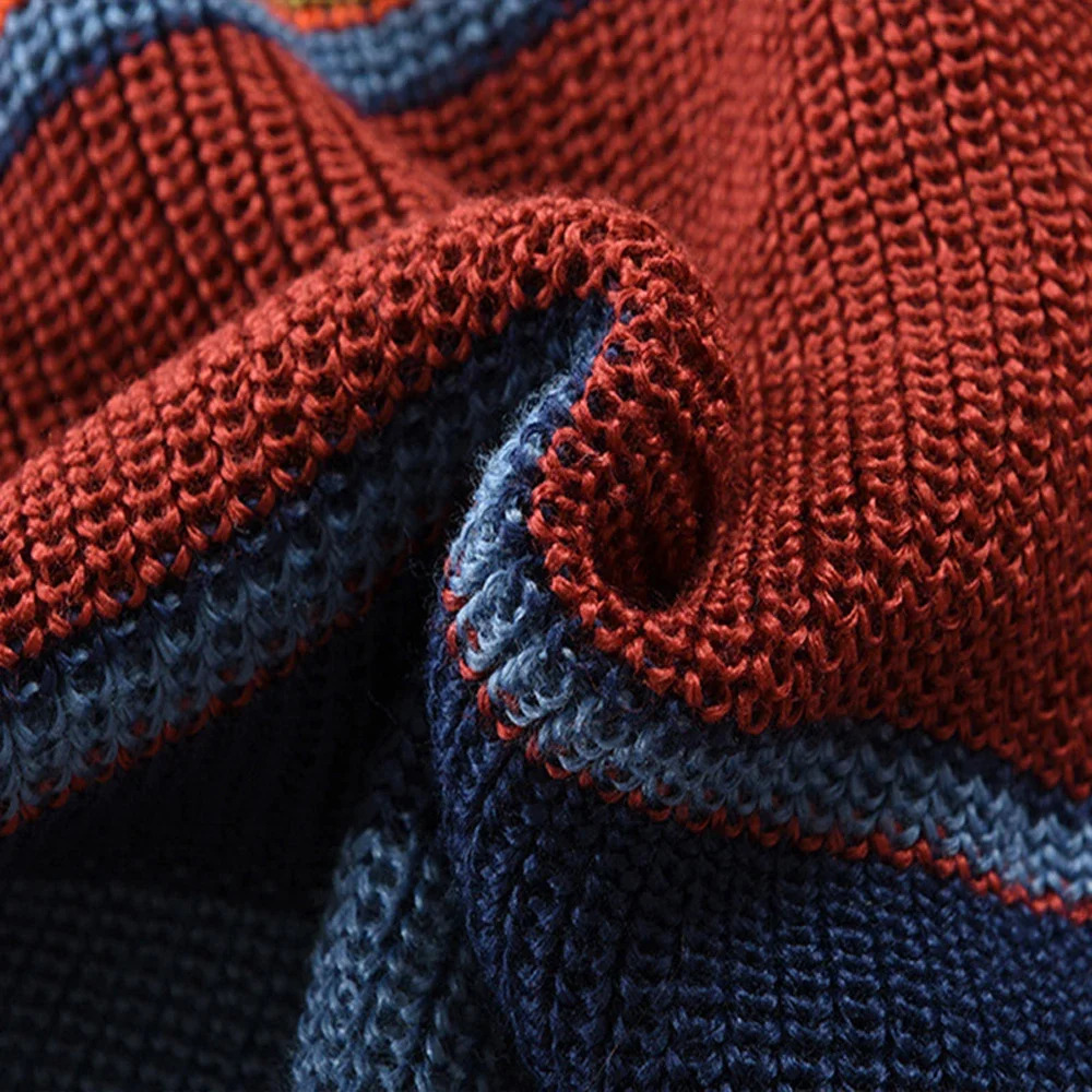 Autumn Winter Mens Rainbow Lapel Sweater Coat Button Long Sleeve Color Matching Cardigan Coat Casual Loose Street Mens Wear 240228