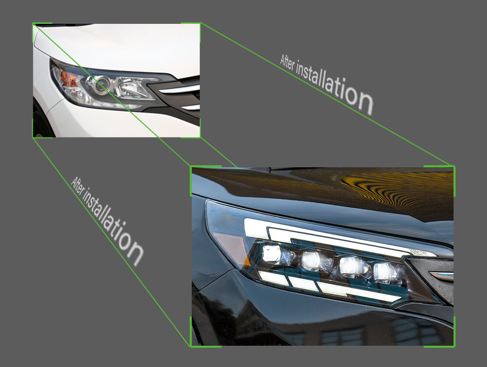 LED Daytime Running Head Lamp for Honda CRV Headlight 2012-2014 Turn Signal High Beam Light Projector Lens