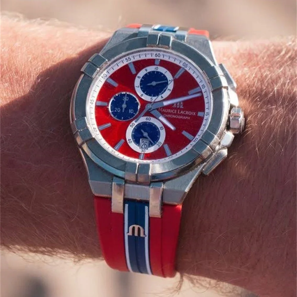 Maurice Lacroix Aikon Special Edition Vikings Rubber Strap Chronograph Quartz Watch for Men Bracelet Jewelry Rologio Reloj