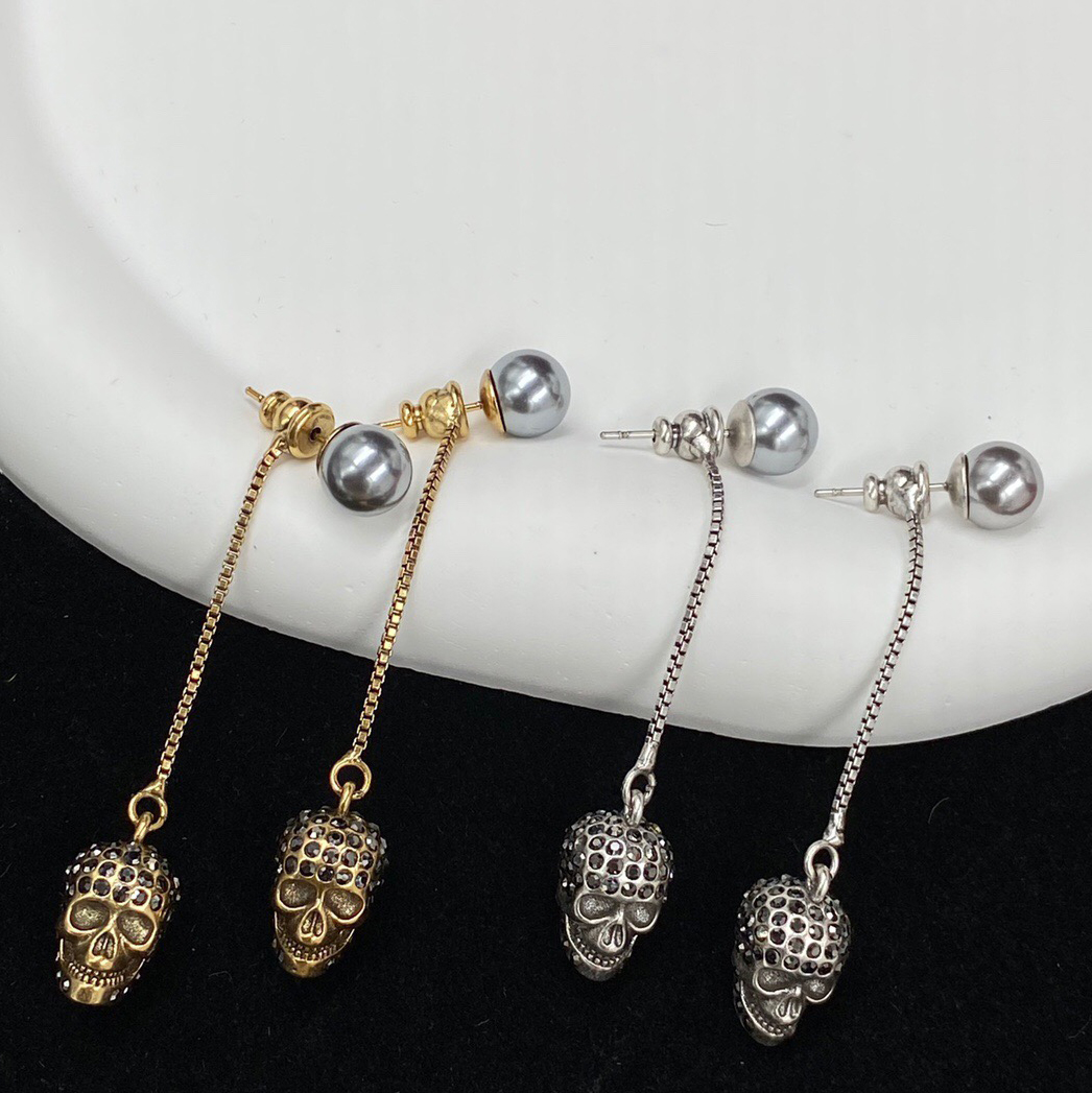 MQ Earrings skull designer for woman official reproductions for man 5A T0P Gold plated 18K gift for girlfriend brand designer 925 silver with box 003
