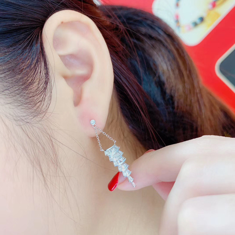 Dangle Earrings: 2024 Choucong Sterg Sier Princess Cut Cubic Zirconia Gemstone Drop Earrings for Women