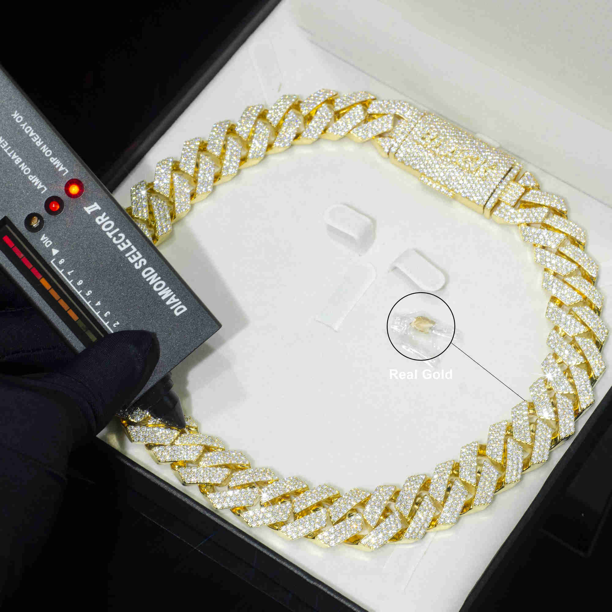 Wholesale Custom 10k 14k Real Solid Gold Certificate Moissanite Diamond Original Cuban Link Chain Necklace Fine Jewelry 7MM 12MM