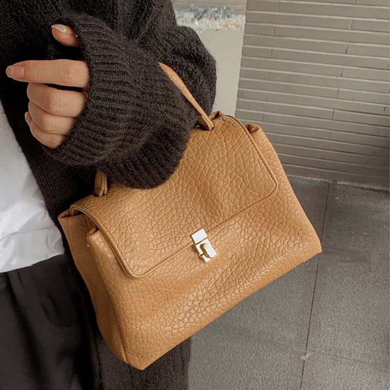 Minimalist Soft Leather Tote 2024 Spring/Summer New Women's and Large Capacity Commuter Handheld Single Shoulder Diagonal Straddle Bag suede brow