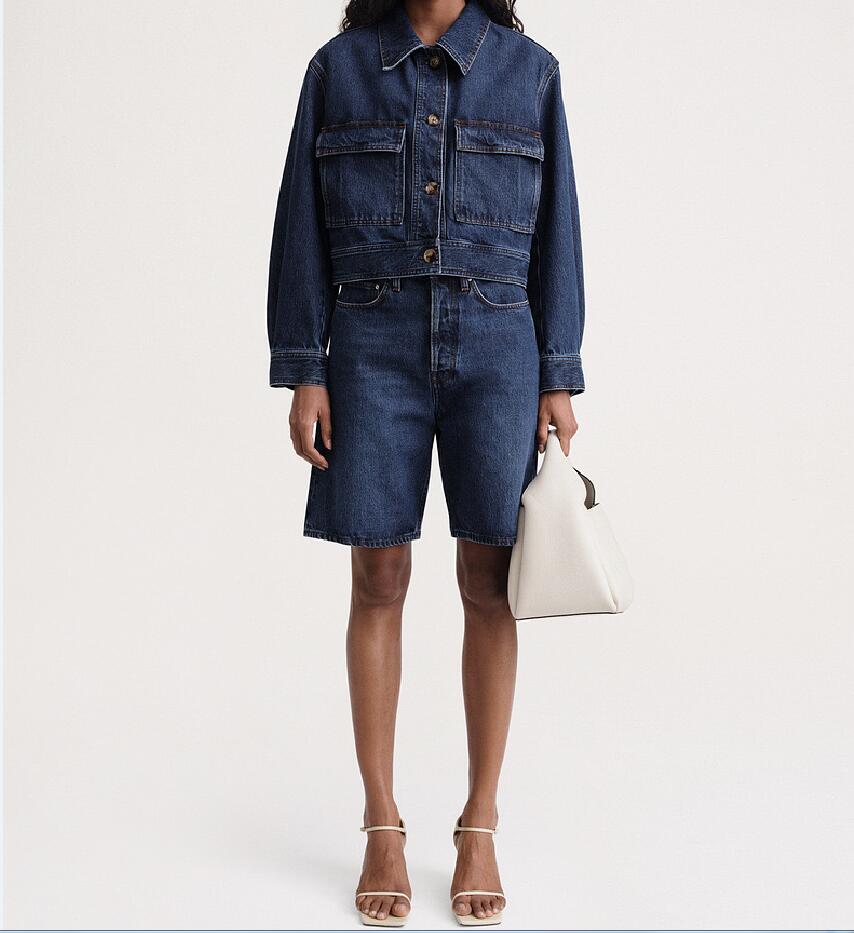 NEW tte cropped denim jacket Coat DARK BLUE high quality