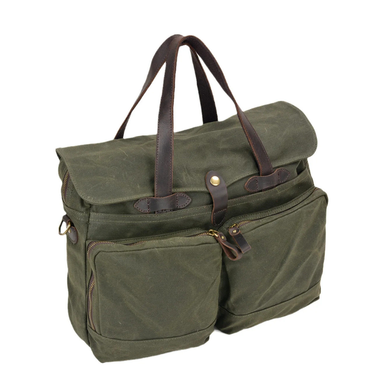 Leisure Business Travel Outdoor Oil Wax Canvas Leather Fashion Large Capacity Briefcase Portable Messenger Bag 240306 - view 4