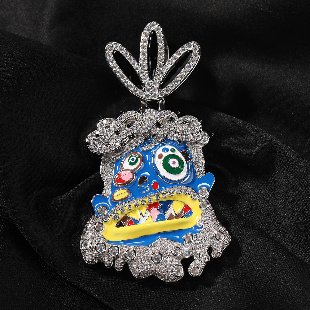 Hip Hop Colorful Enamel Pendant Necklace Jewelry Real Gold Plated Cool Men Gift