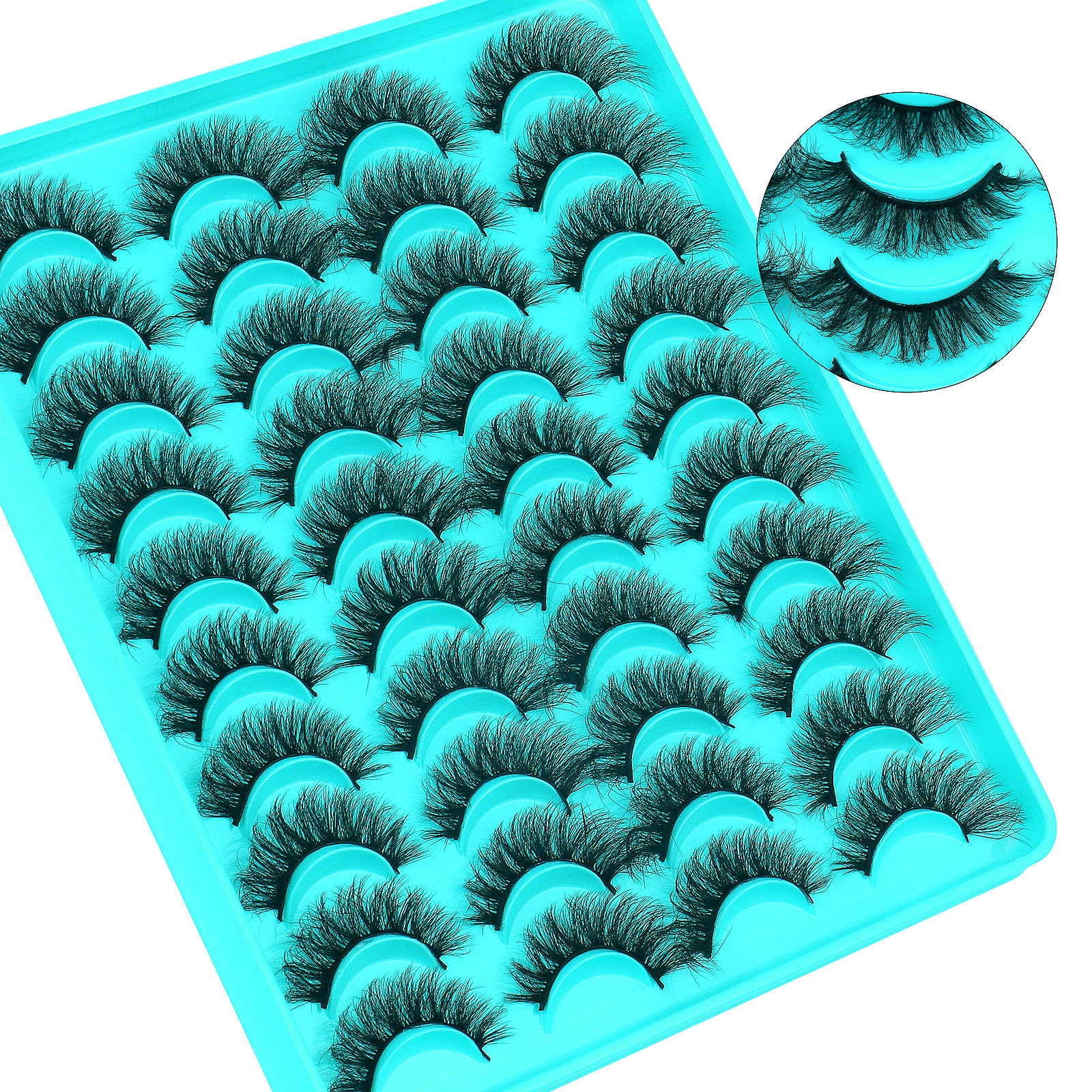 Handmade Reusable 3D Mink Fake Eyelashes Wispy Naturally Soft Vivid Multilayer Thick Fluffy Lashes Full Strip Eyelash Extensions Curled Crisscros