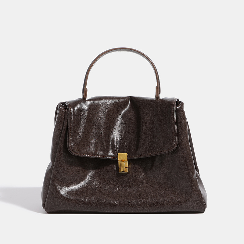 Minimalist Soft Leather Tote 2024 Spring/Summer New Women's and Large Capacity Commuter Handheld Single Shoulder Diagonal Straddle Bag suede coff