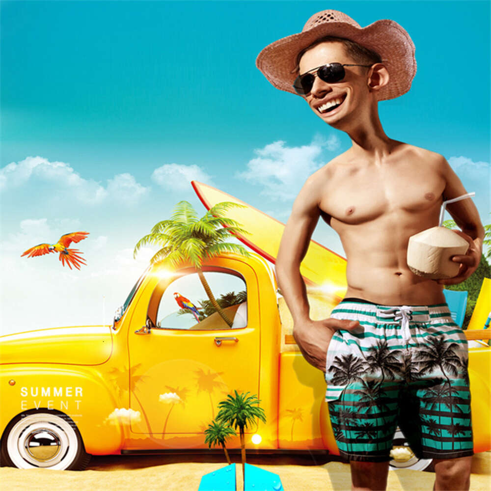 2024 Summer New Beach Pants Men with Loose Inner Lining Plus Size Casual Split Shorts for Men's Wear