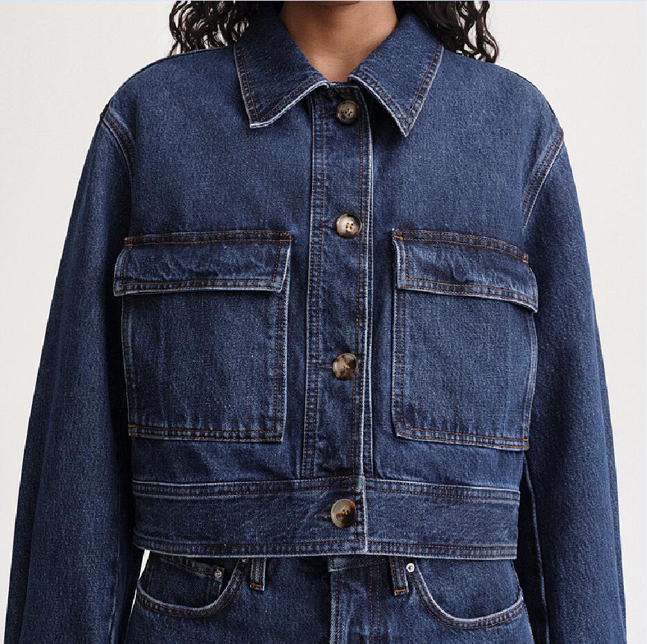 NEW tte cropped denim jacket Coat DARK BLUE high quality