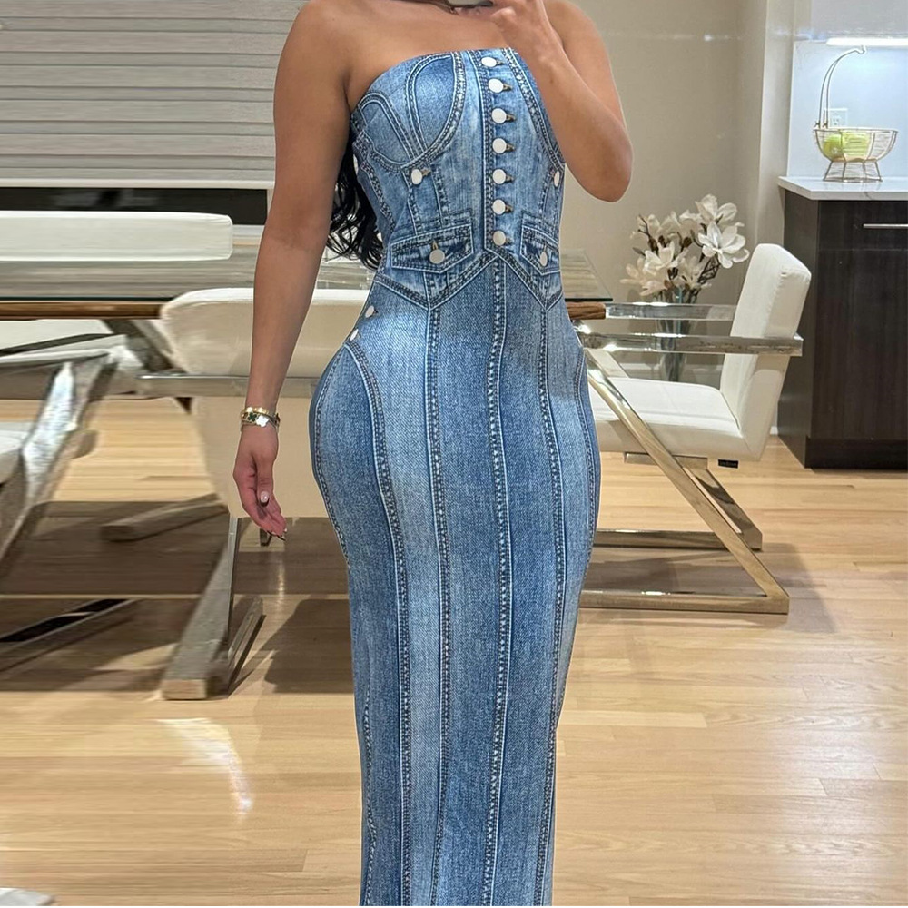 Fashion Womens Hip hop Denim Blue Jean Shirt Dress Female Lady Spring Autumn Ripped Jeans Tassel Girls Dresses Woman Clothes Club Blouses size S-XL