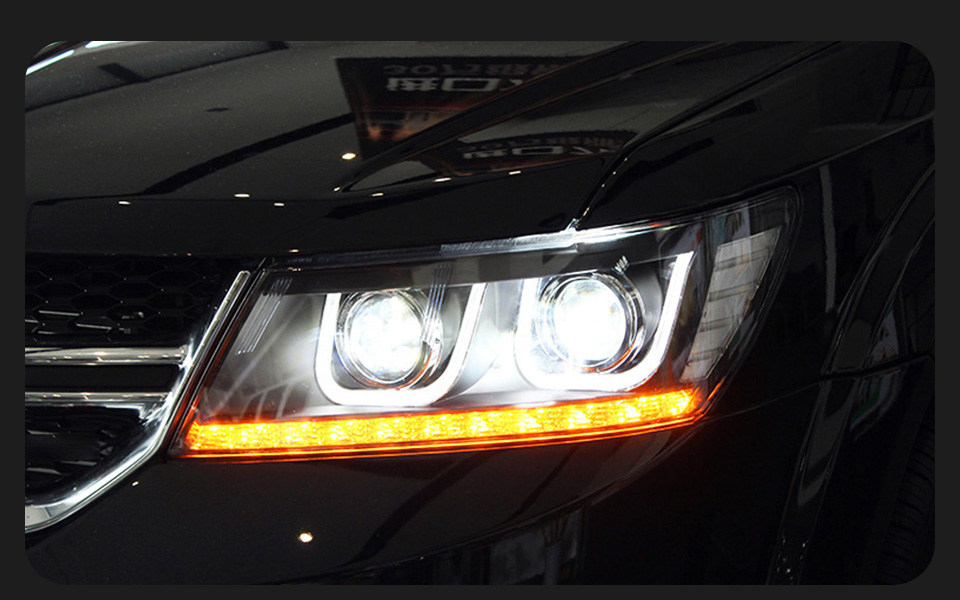 LED Daytime Running Head Lamp for Dodge Journey Headlight 2009-2016 Turn Signal High Beam Light Projector Lens