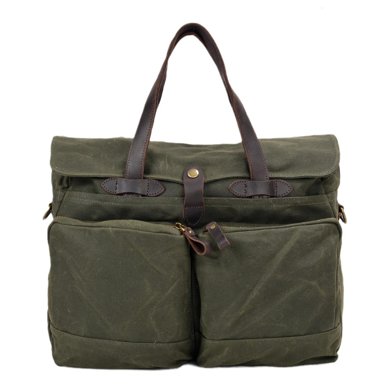 Leisure Business Travel Outdoor Oil Wax Canvas Leather Fashion Large Capacity Briefcase Portable Messenger Bag 240306 - view 3