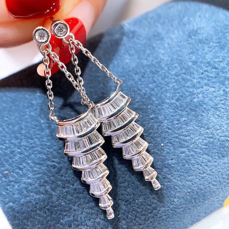 Dangle Earrings: 2024 Choucong Sterg Sier Princess Cut Cubic Zirconia Gemstone Drop Earrings for Women