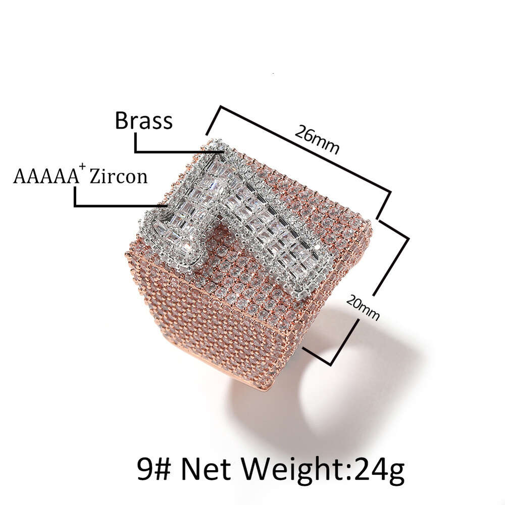 Mens Hip Hop Custom Letter Number Rings Bling Personalized Full Diamond 2 Tone Gold Finger Ring Bling Cubic Zirconia Iced Out CZ Stone Diy Rapper Jewe