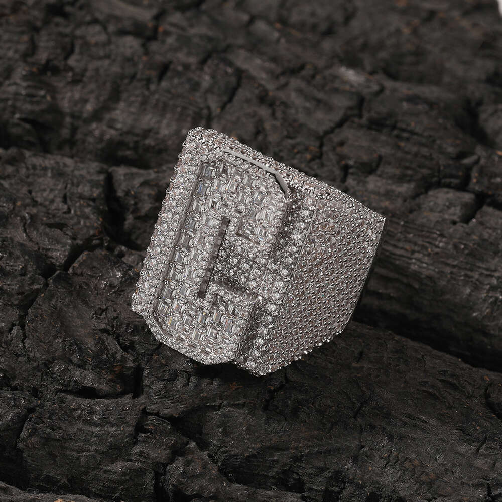 Mens Hip Hop Custom Letter Number Rings Bling Personalized Full Diamond 2 Tone Gold Finger Ring Bling Cubic Zirconia Iced Out CZ Stone Diy Rapper Jewe
