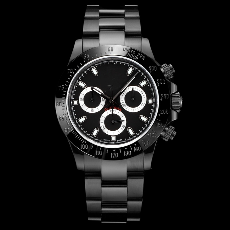 BLAKEN Motre Be Luxe Luxury Watch Waterproof 40x12.3mm 7750 Chronograph Mechanical Movement All Black Steel Men Watches Wristwatches Relojes