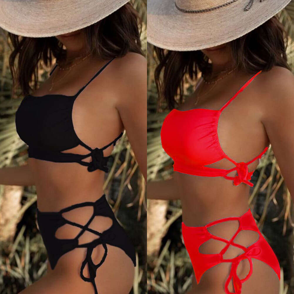 2024 New Split High Waist Triangle Bikini Strap Lace Sexy Fashion Swimsuit