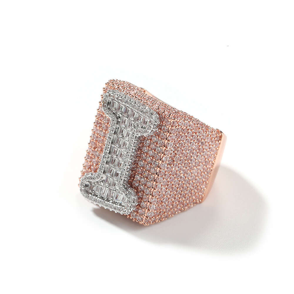 Mens Hip Hop Custom Letter Number Rings Bling Personalized Full Diamond 2 Tone Gold Finger Ring Bling Cubic Zirconia Iced Out CZ Stone Diy Rapper Jewe