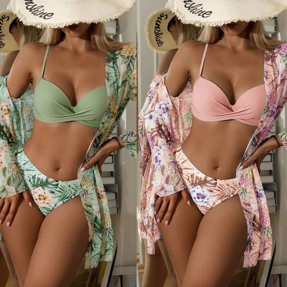 2024 New Point Three Piece Overcover Long Sleeved Split Swimsuit Women's Bikini