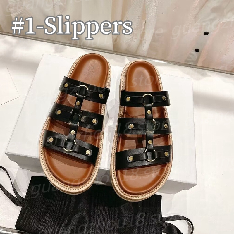 Top Quality Slippers with Arc de Triomphe Metal Logo for Women Fashion Designer Outdoor Summer Shoes 21895 26051