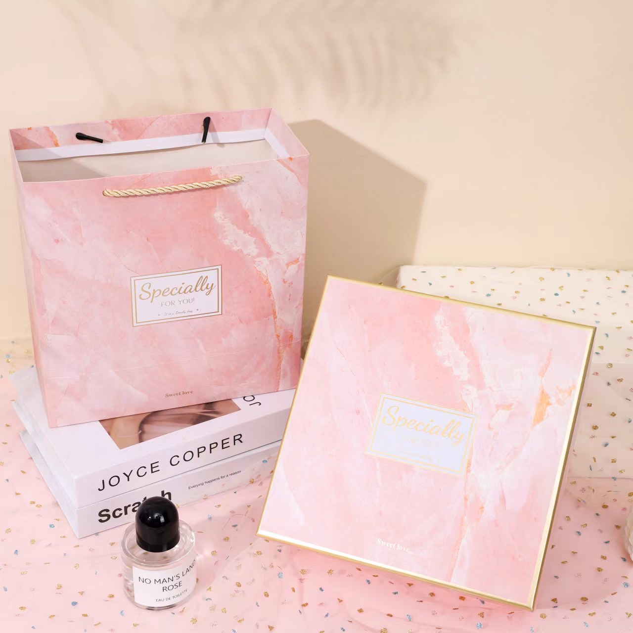 creative Marble Pattern Gift Box Square Heaven and Earth Cover Handheld Gift Box
