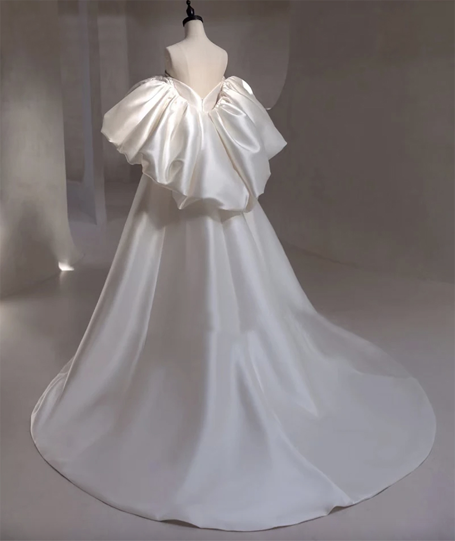 Newest Wedding Dress A-Line Satin Sweetheart Neckline Detachable Sleeves Custom Made Plus Sizes Bride Gown Vestidos De Novias 0509