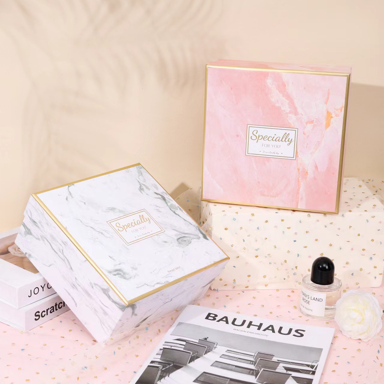 creative Marble Pattern Gift Box Square Heaven and Earth Cover Handheld Gift Box