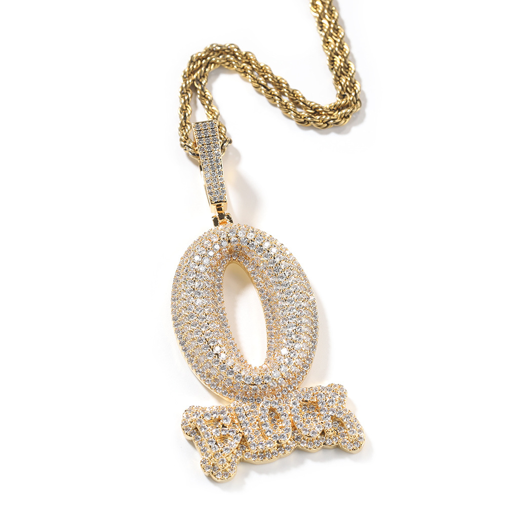Other Hip Hop TopBling Letter O BLOCK Pendant Necklace Full 5A Zircon Jewelry for Men 18K Gold Plated S25315