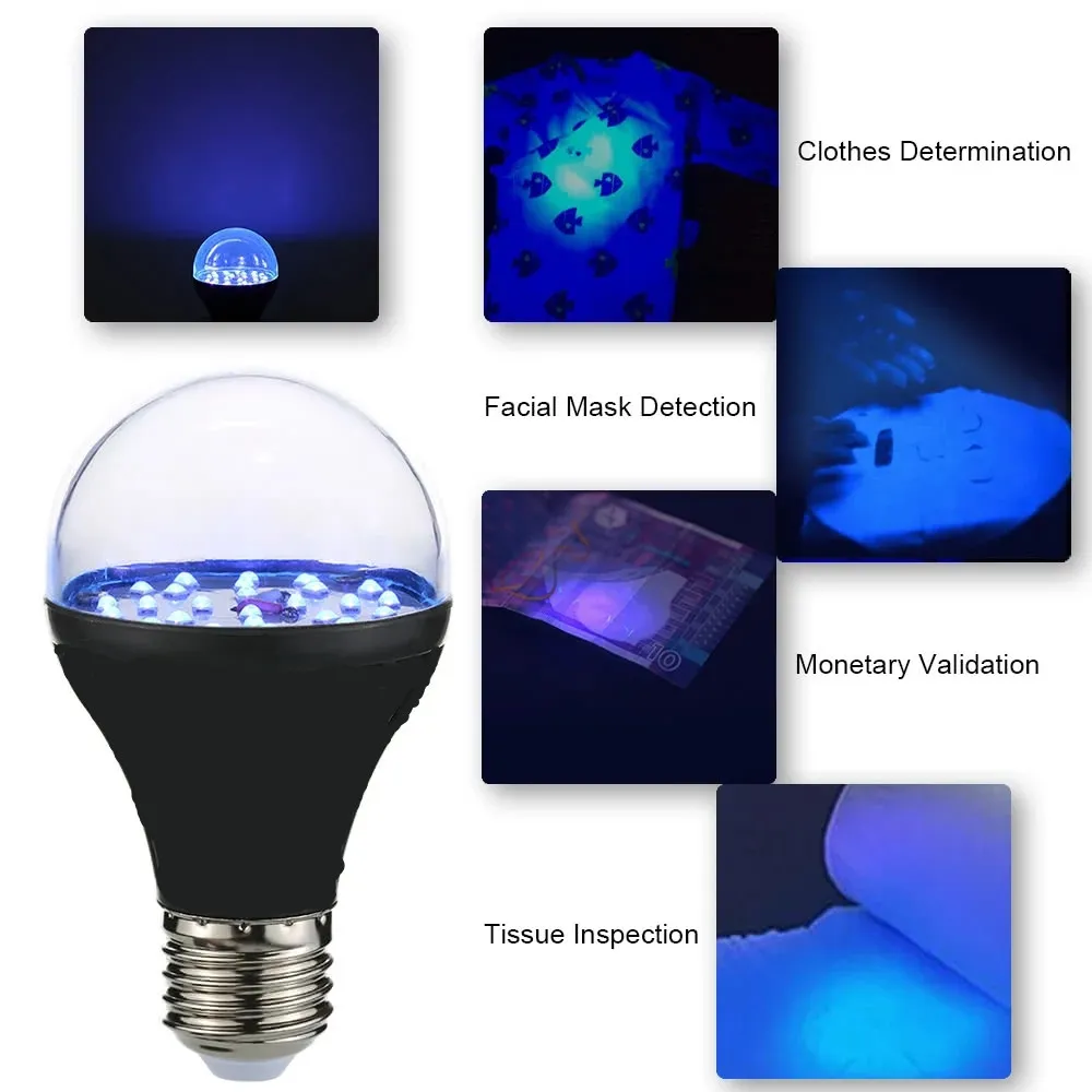 7W 25 LEDs UV Light Bulb A19 Ultraviolet Blacklight with E27 Lamp Base 11 LL