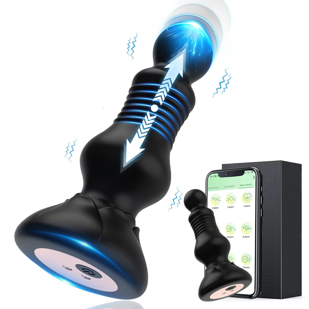 Retractable prostate massager Dildo Anal vibrator Plug Adult toy Men's masturbation Sex Machine Bluetooth app controls vibrator 240307