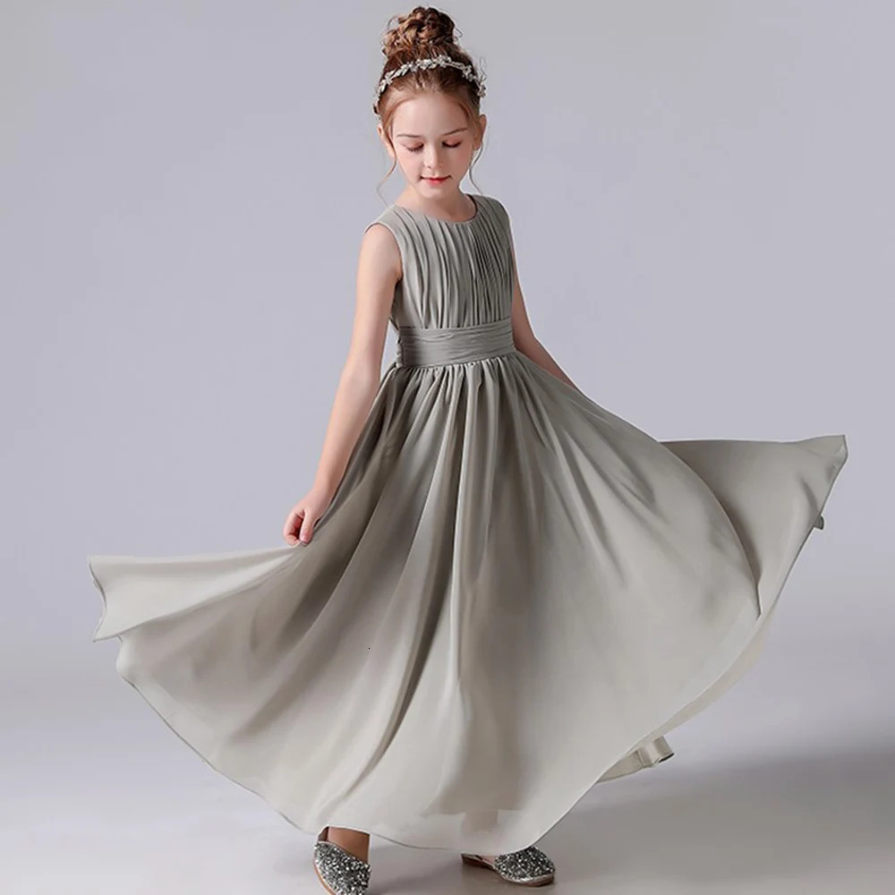 Dideyttawl Chiffon Pleated Flower Girl Dresses Sashes Kids Weddings Birthday Party Pageant Gowns Junior Bridesmaid Dress 240229