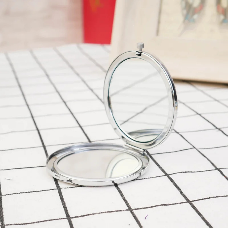 Portable Folding Mirror Mini Compact Stainless Steel Metal Makeup Cosmetic Pocket Mirror For Makeup Mirrors Beauty Accessories 240228