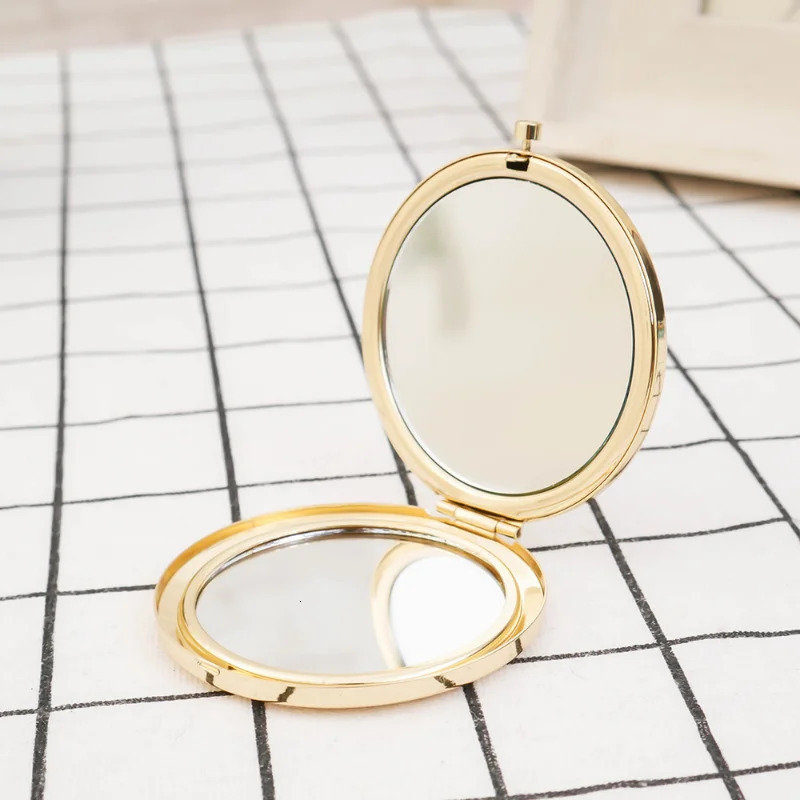 Portable Folding Mirror Mini Compact Stainless Steel Metal Makeup Cosmetic Pocket Mirror For Makeup Mirrors Beauty Accessories 240228