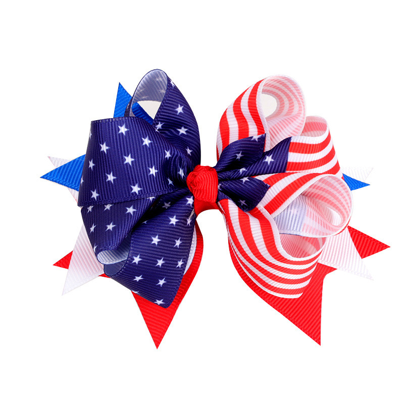 American flag Bow Hair Clips Swallowtail hairpins Hair Headwear 4th of July US Independence Day kids Pairing Atmosphere Hair Accessories for Children&