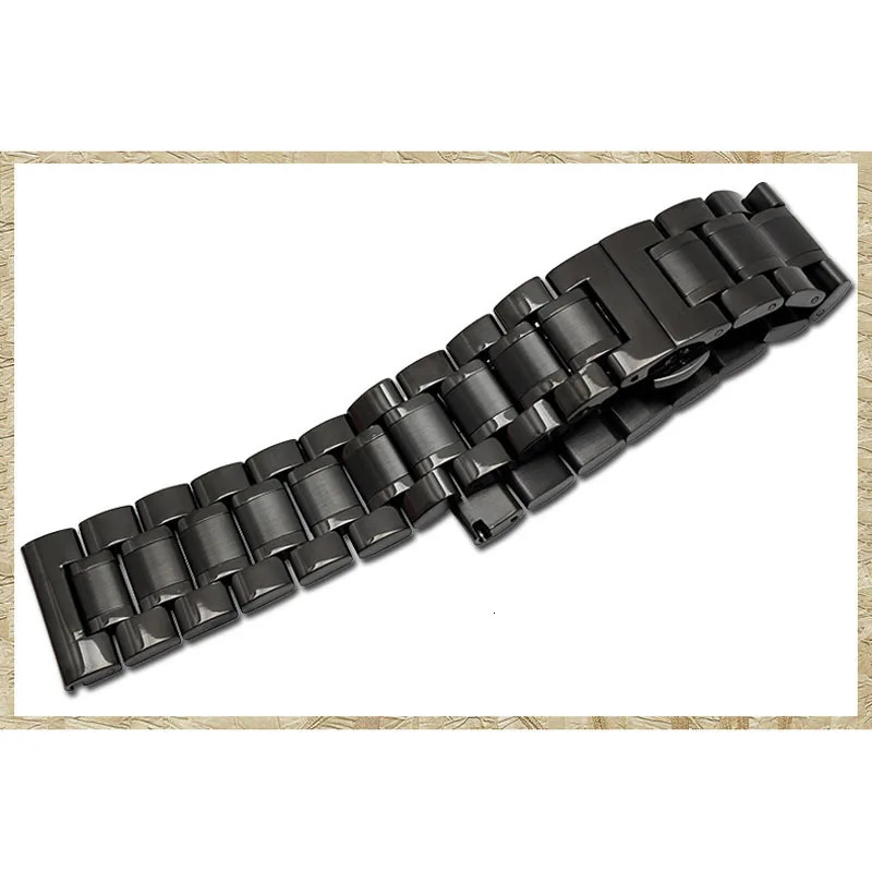 Watch Straps 14 16 17 18 19mm 20 21mm 22mm 23 24 26mm 5 Links Stainless Steel Replacement Watch Band with Butterfly Buckle 240301