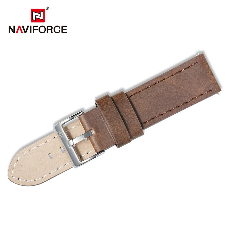 NAVIFORCE PU Leather Watchbands Dark Brown Black Blue Men Women 23mm Fashion Wrist Watch Strap Belt Stainless Steel Pin Buckle 240301
