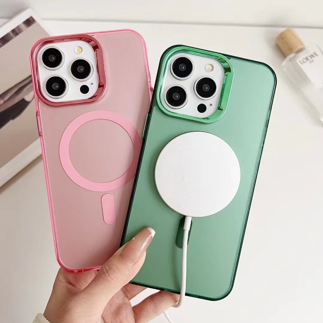 Luxury Plating Acrylic Magnetic Wireless Charge For Magsafe Case for iPhone 17 Air 16 15 14 13 12 11 Pro Max Shockproof Soft Bumper Cover With Retail 