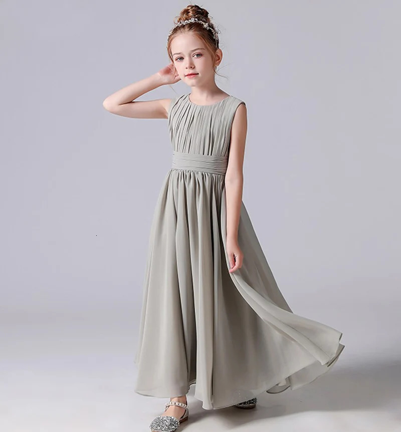 Dideyttawl Chiffon Pleated Flower Girl Dresses Sashes Kids Weddings Birthday Party Pageant Gowns Junior Bridesmaid Dress 240229
