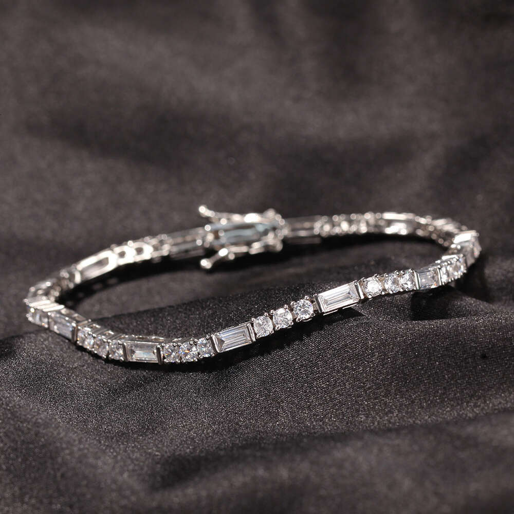 Wolf Tide 3mm Bling Cz Stone Tennis Bracelet Baguette Full Iced Out Round Square Cubic Zircon Chain Bangle Bracelets Hip Hop Top Quality Jewelry Acces